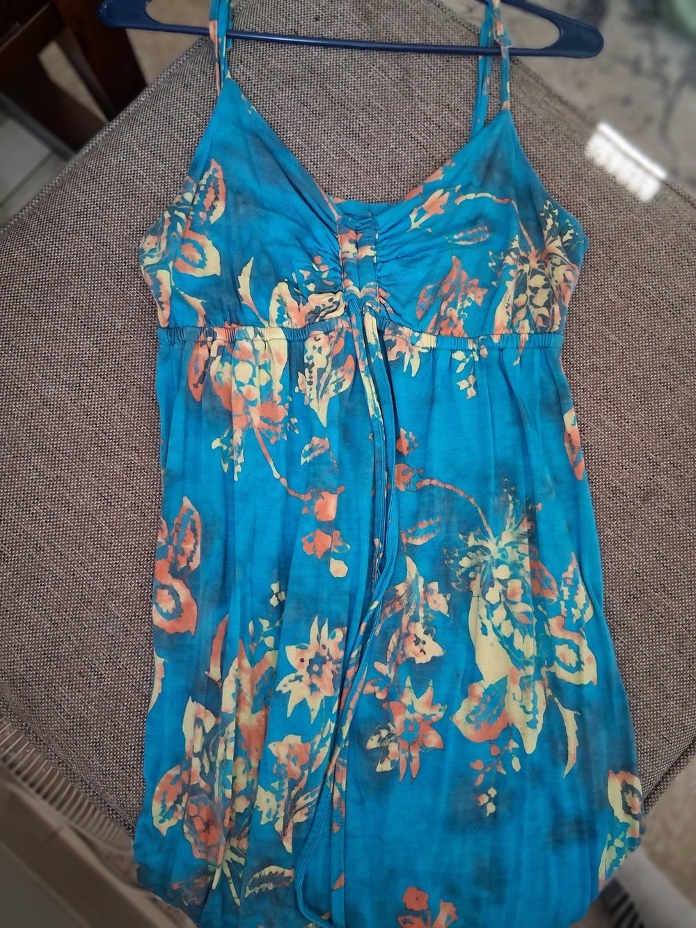 Santiki Teal Floral Boho Sun Dress Size XL (Fits Medium/Large)